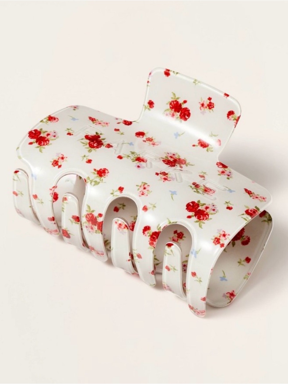 Floral White Rose Print Hair Claw Clip